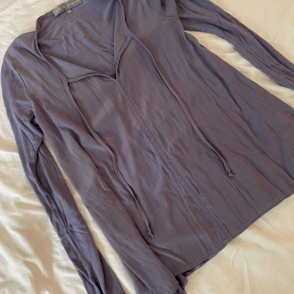 Lola & Sophie XS Y2K Lavender Long Sleeve Hoodie Top - Rayon & Spandex Blend